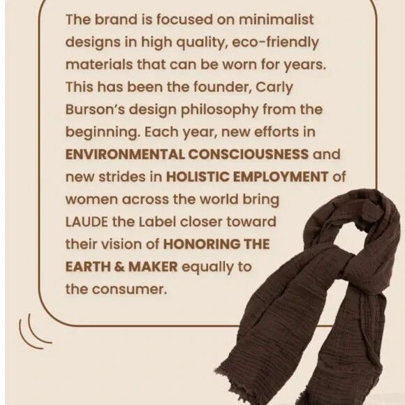 NWT~LAUDE the Label Bubble Gauze Scarf in Carob Chocolate Brown Wrap NEW! - Picture 5 of 15